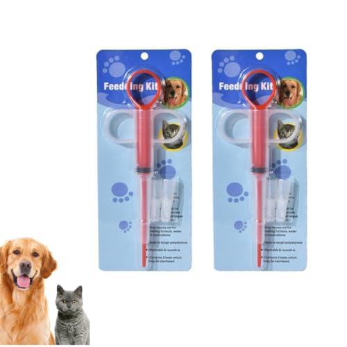 Hawfund Lance Pilule Chat 2PCS,Distributeur de Médicaments pour Animaux de Compagnie, Seringue Réutilisable avec 2 Embouts Souples pour Administrer des...