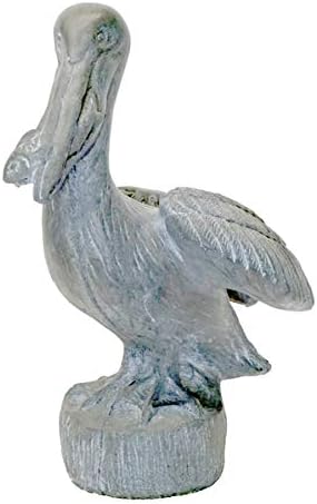 Pelican with Fish- 20in Tall- Flint