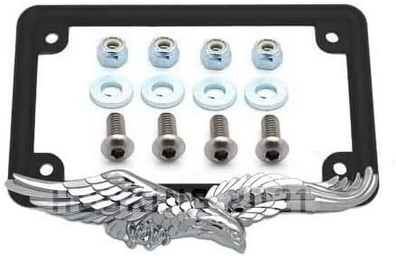Chrome Metal Eagle 4" x 7" License Plate Frame for Touring Motorcycle for Hardware Model-PYT-8888-5082