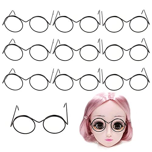 AIGOHOM Lot de 10 Paires Lunettes De Poupée Créatif- Lunettes Rondes Verres à Lentilles Transparents pour poupée-Lunette Harry Potter Accessoires De Poupée pour Poupée Jouet Cadeau Enfant Fille Cover
