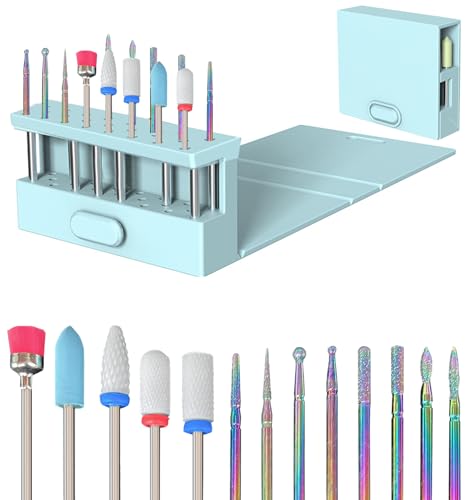 Set de 13 brocas para taladro de uñas con soporte de silicona