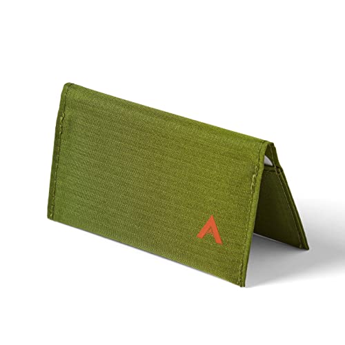 Allett Card Holder Wallet, Cala Green | Nylon, Bifold, Holds 2-12 Business Cards, Thin, Minimalist, Front Pocket | For Men and Women3