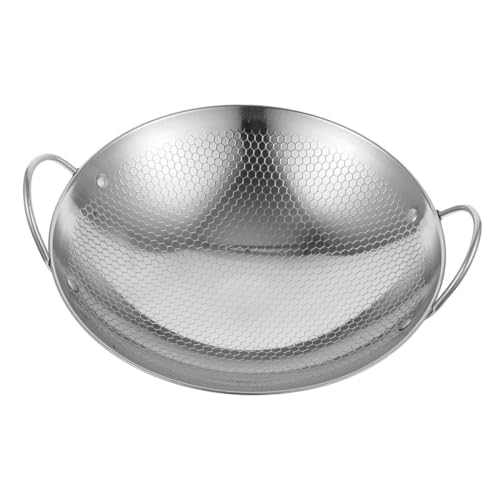 Wok de acero inoxidable con doble asa y estructura de panal