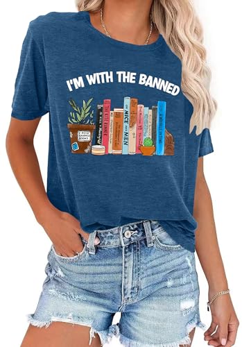 Image of Books Shirts for Women Reading T-Shirt Book Lover Tops Funny Readers Gifts Clothes Casual Librarian Tees