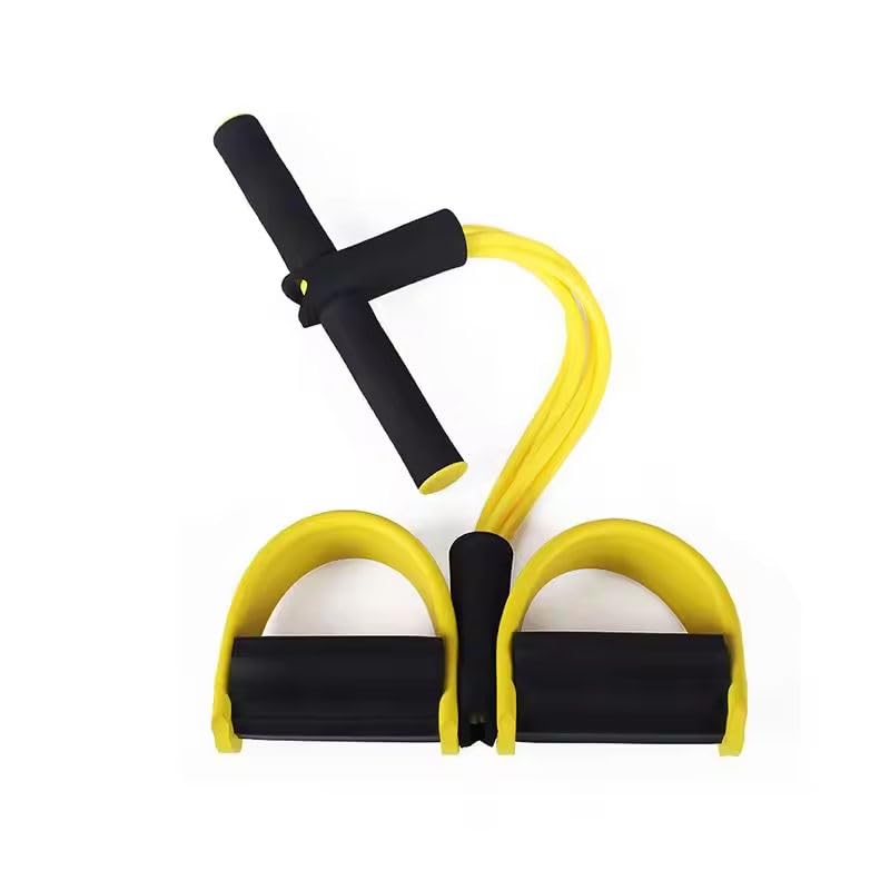 Image of RENRANRING Yoga Pedal Puller Resistance Band Pull Reducer Tummy Training Foot Pedal Exercise Fitness Band, Body Building Stretching Band Men and Women (Yellow)