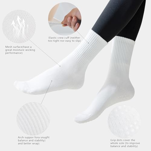 2/4 Pairs Pilates Socks for Women Yoga Grip Socks for Pure Barre Ballet Grippy Crew Sock Woman Sticky Sock2