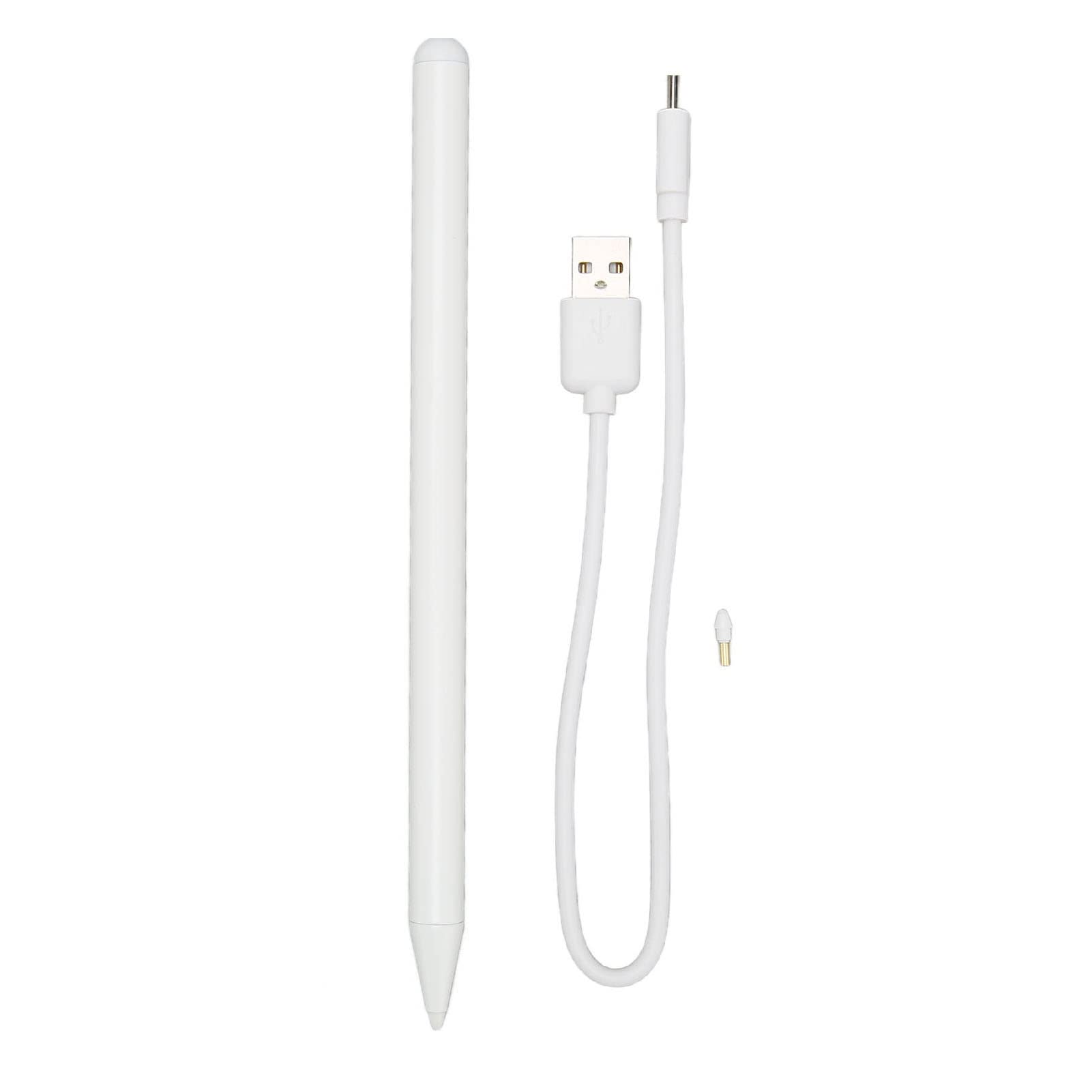 Lápiz óptico para Tableta, Lápiz Táctil de Escritura Brillante, Operación Simple, Sensor de ángulo de Inclinación con Indicador LED para Dibujar para Niños (White)