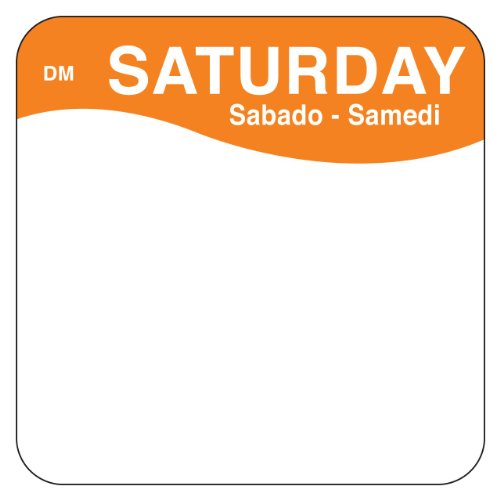 DayMark Safety Systems DissolveMark IT1133336 Day of the Week, Trilingual Label, Saturday, 2" x 2", Orange, Roll of 250 image 2