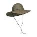 Brown Packable Cotton Fabric Sun Hat, Wide Circle Brim w/ Chin Strap, UPF 50+