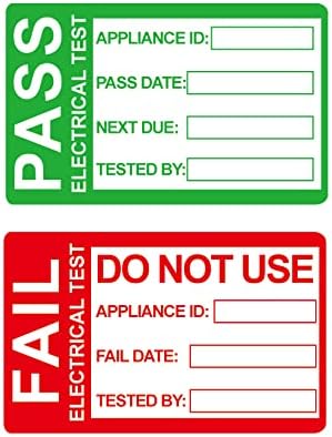 1x1.6 inch 200 PCS Pass PAT Testing Labels with 20 PCS Fail Appliance Testing Labels, Green,Red
