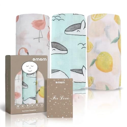 Image of DOTMOM Pure Organic Bamboo Swaddle Wrap Softer Than Cotton Muslin Swaddlers for Newborn Baby Receiving Blanket & Wrappers | Baby Towel Gift Pack for Newborn Babies 120X120 CM, 0-18 Months, Pack of 3