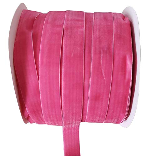 Image of 10 Yards Velvet Ribbon Spool (Dark Pink, 1 inch)
