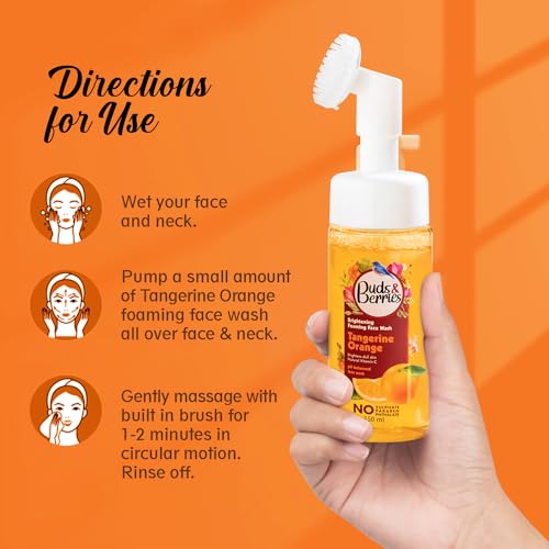 Image of Buds & Berries Tangerine Orange Natural Glow Combo - Nourishing Gel Lotion, Refreshing Silicone Brush Face Wash, and Hydrating Body Wash (240ml+150ml+300ml)