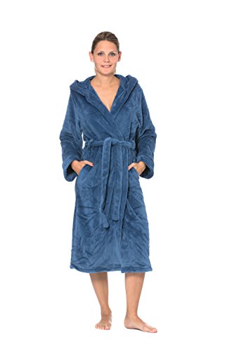 ZOLLNER Peignoir avec Capuche, Unisexe, Taille XXL, Microfibre, Bleu