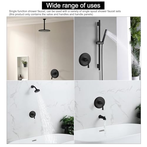 image for BEIYI Matte Black Shower Handle Valve, Single-Handle Bathroom Control 