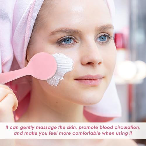 4 Stück Manuelle Weiche Gesichtsreinigungsbürste, Griff-Gesichtsreinigungsbürste, Gesichtspeelingbürste, Silikon-Gesichtsschrubber, Gesichts-Silikonschrubber (Blau, Rosa)