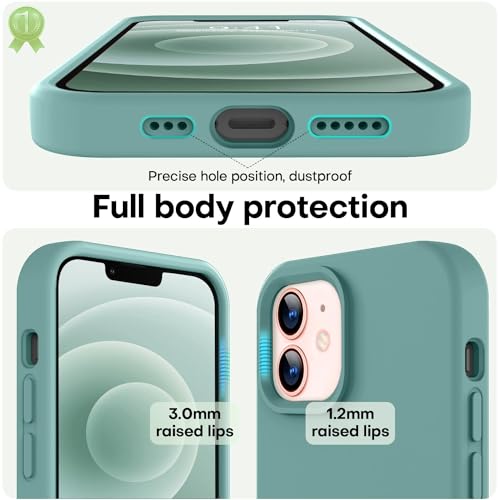 Image of LOVE 3000 Designed for iPhone 12 Case /iPhone 12 Pro Case, Premium Silicone with [Soft Anti-Scratch Microfiber Lining] Shockproof Protective Phone Case for Men Women Girls 6.1 inch, Pine Green