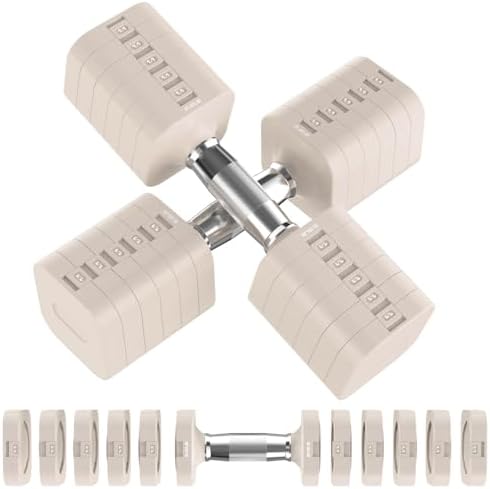 30.8LB Adjustable Dumbbell Set, Each Adjustable Weight Dumbbell w...