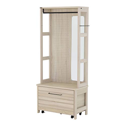 佐藤産業 LAFIKA ハンガーラック 幅80cm 奥行40cm 高さ181cm 姿見 オークホワイト オークナチュラル LF180-80H IV