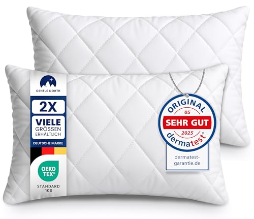 Gentle North Kopfkissen (40x60 cm groß) - 2er Set Kissen für Bett und als Dekokissen - Mit Reißverschluss für Füllung - Sofakissen - Zierkissen für Couch und Sofa - Ökotex - Waschbar bis 60° - Weiß