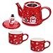 SMASOLO Tè Natalizio in con Teiera e Due Tazze Rosse Resistente al Calore Design e Decorazioni Festive per Feste immagine