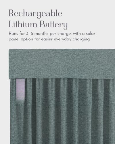 Image of Graywind Motorized Curtains with Track, 100% Blackout Smart Curtains, Rechargeable Curtains Compatible with Alexa & Remote Control for Large Windows, Custom Drapes Up to 220 inch, Slate (Denim)