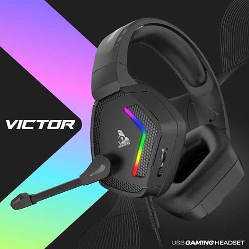 Image of TAG Gamerz Victor RGB Black Over-Ear Gaming Headphone Headset | Soft Ear Cups | 50mm Driver| 3.5mm Audio | 7 Color Breathing RGB with USB | 2m Braided Cable | Adjustable Mic for Calling | Mute Button