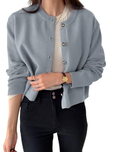 Women Casual Long Sleeve Cardigan Sweaters Button Front Cardigan