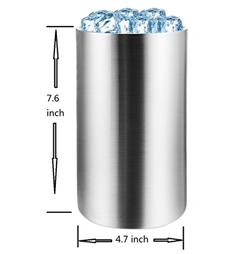 Wine Chiller Bucket, STNTUS Stainless Steel Double Wall White Wine Bottle Cooler Bucket, Insulated Champagne Beer Ice Bucket
