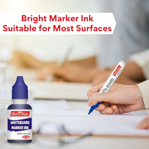 Image of Soni Officemate Whiteboard Marker Ink -15ml | Pack of 4 (Blue)| Smooth, Easy Wipe, Long-Lasting Ink | Eco-Friendly & Bright