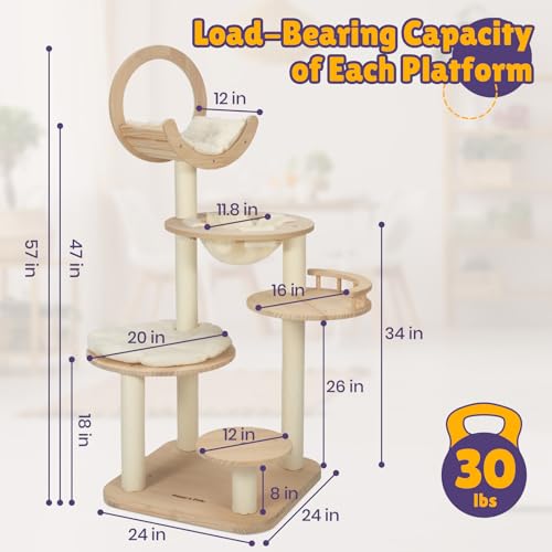 Árbol para Gatos de Madera Sólida Happy&Polly 56.3" Multi-niveles miniatura 4