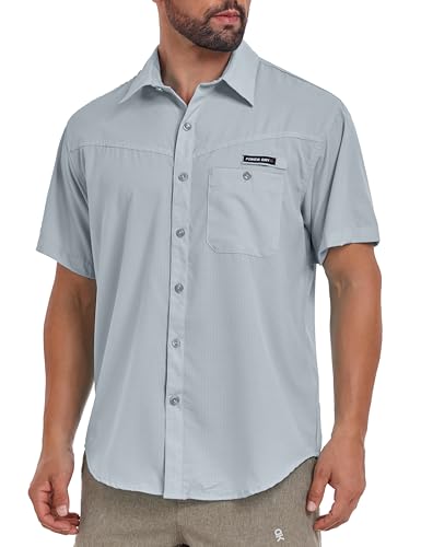 Little Donkey Andy Men's Breathable UPF 50 Shirt, Lightweight Short Sleeve Button Down Shirts for Fishing Hiking