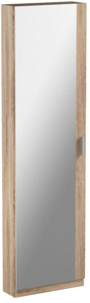 Habitdesign Étagère à Chaussures 3 Portes, étagère à Chaussures étroite, Fini En Blanc Brillant Et Chêne Canadien, Dimensions: 60 Cm (Largeur) X 113 Cm (Hauteur) X 22 Cm (Profondeur