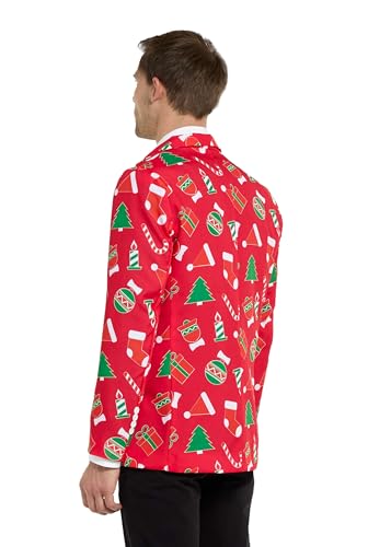 Offstream Men's Christmas Blazer - Ugly X-Mas Holiday Print Outfit - Only Suit Jacket3