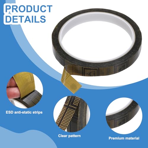 Image of PATIKIL Antistatic Tape, 2.36 Mil Thick, 1 /2 Inch x 39 Yards Conductive Adhesive Grid ESD Tape for Circuit Board Laptop Mobile Phone Communication Electronics Parts Black /Yellow