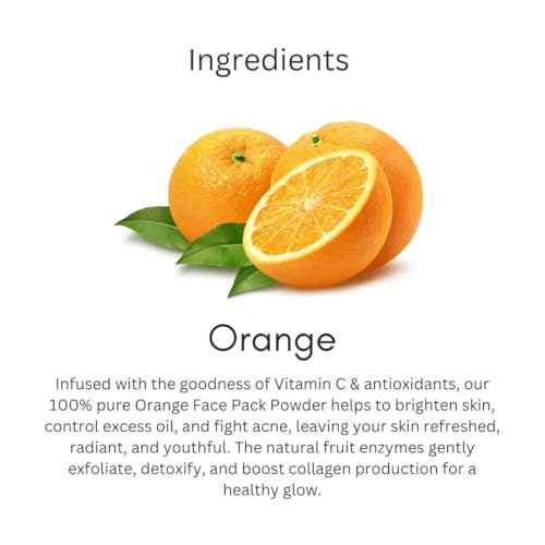 Image of Khadi Orange Face Pack Powder 100g | For Dead Skin Cells, Acne & Breakouts | Rich in Vitamin C | Skin Brightening | Pure, Natural & Ayurvedic | Removes Impurities | Face Pack for Men & Women