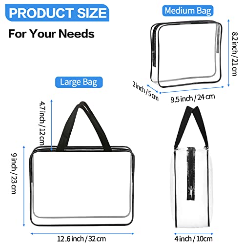 4 Pieces Clear Makeup Bags, Large Clear Makeup Cosmetic Toiletry Bag, Clear Plastic Pvc Tote Bags With Zipper Handle Portable Travel Luggage Pouch Airport Airline Vacation Organization (Black) #TOP7