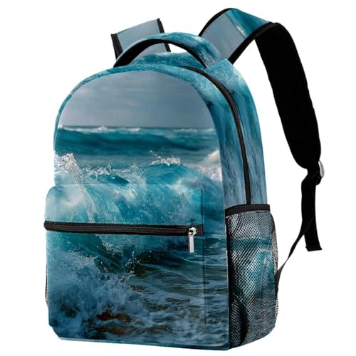Sea Ocean Waves Student Bags Travel Backpacks for Boys Girls 29.4x20x40cm11.5x8x16 in