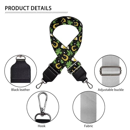 Image of GLENLCWE St Patricks Coins Buckles Wide Shoulder Strap Women Men Adjustable Replacement Belt Crossbody Canvas Bag Handbag