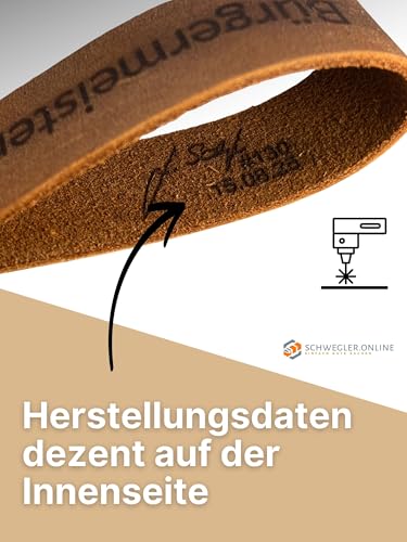 SCHWEGLER.online Schlüsselanhänger personalisiert Leder mit Wunsch-Gravur, handgemacht, Materialstärke 2mm, pflanzlich gegerbt, Geschenkverpackung möglich (braun)