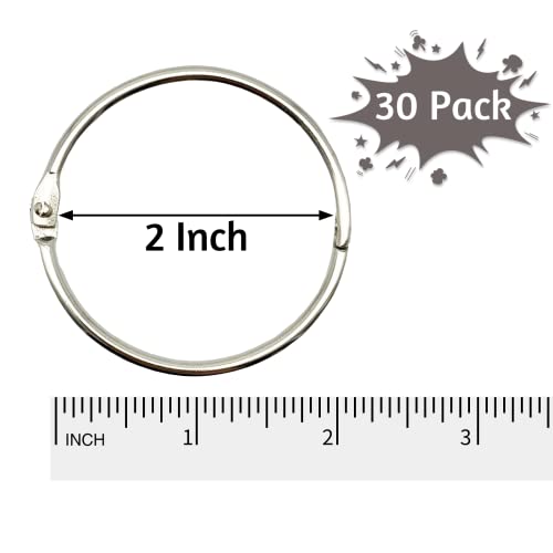 Owlkela 2 Inch 30 Pack Loose Leaf Binder Rings, Nickel Plated Steel Binder Rings, Keychain Key Rings, Metal Rings For Index Cards, Book Ring, Ideal For School, Home, Or Office #TOP1