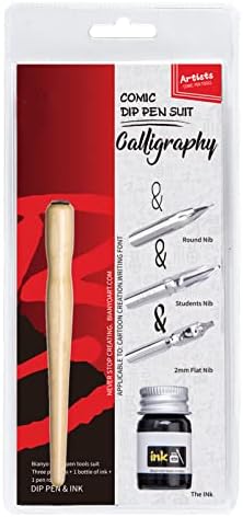 Set Penna Comica Comic Pen Set 3 Pennini + 1 Supporto in Legno + 1 Inchiostro Calligrafia Disegno Forniture Artistiche Cancelleria per Principiante Set Penna Comica Comic Pen Set 3 Pennini + 1 Supporto in Legno + 1 Inchiostro Calligrafia Disegno Forniture Artistiche Cancelleria per Principiante