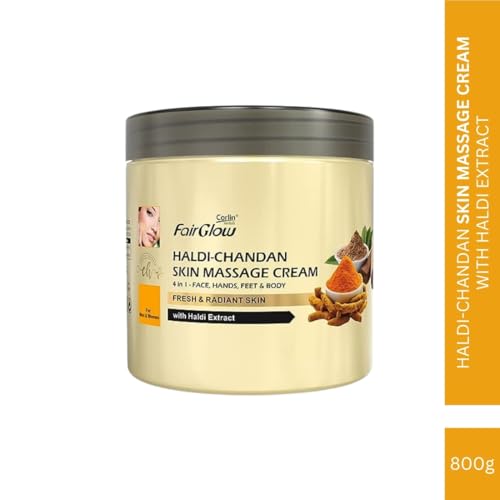 Image of Fair Glow Haldi-Chandan Skin Massage Cream 800g For Men & Women | 4 in 1 for Face, Hands, Feet & Body, Fresh & Radiant Skin, with Haldi Extract