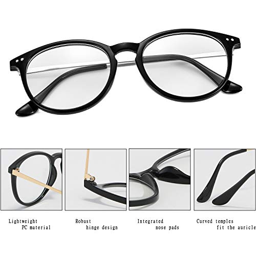 Image of Kursan Non Prescription Clear Lens Fake Glasses for Women Men Retro Round Plastic Frame Eyeglasses
