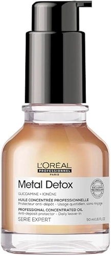 L’Oreal Professionnel Óleo Metal Detox, Óleo concentrado Anti depósito, Para cabelos macios, brilhantes, sedosos, com maior durabilidade da cor, Textura leve, para cabelos danificados e todos os tipos de cabelo, 50m