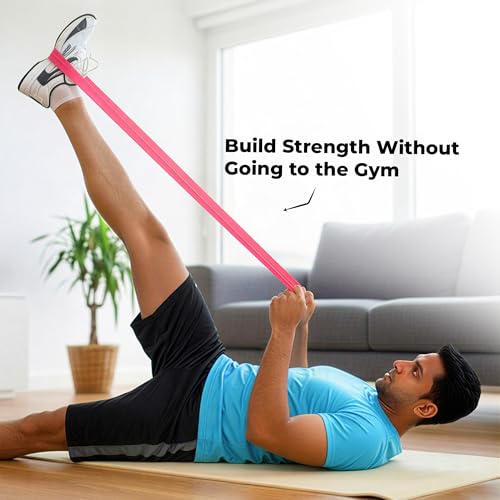 Image of Durafit91 Resistance Bands Set of 1(Extra Light Pink), Exercise Thera Band for Unisex, Natural Latex Stretch Band for Yoga, Pilates, Strength Training, Home Workout, Gym Fitness, Physical Therapy