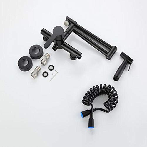 Robinet de cuisine mural noir mat orientable avec douchette extensible pour un design épuré