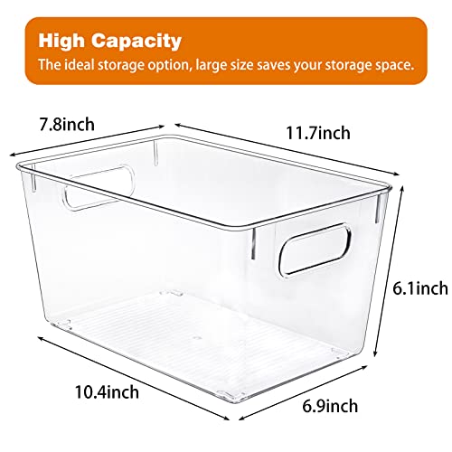 Moretoes 4 Pack Clear Plastic Storage Bins, Kitchen Organization Cabinet Fridge Organizer, Pantry Organization And Storage Bins #TOP1