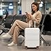 Kono 20 Inch Cabin Bag 52x38x21cm, Small Suitcase with TSA Lock & 4 Spinner Wheels, Airline Approved Hand Luggage, Lightweight ABS+PC Hard Shell Trolley(Cream/Brown)