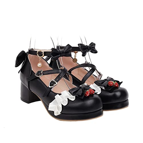 Chaussures de princesse rose bowknot à talon fermé pour vos soirées habillées